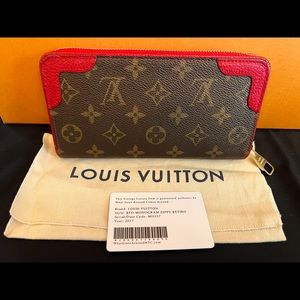 Louis Vuitton Red Monogram Zippy Retiro Wallet